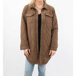 NEW TREND:NOTES quilted utility thin puffer jacket in brown
